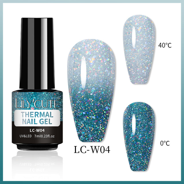 LILYCUTE Thermal Nail Gel Polish 3 Layers Temperature Shiny Color Changing Series Semi Permanent Soak Off UV Nail Gels Polish