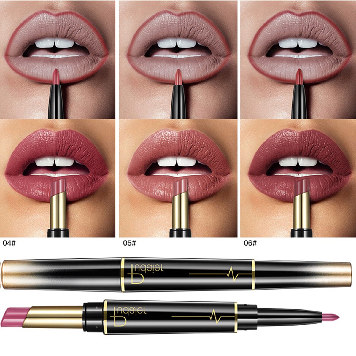 Waterproof Fashionable Long Lasting 2in1 Double-End Lipstick And Lip Liner Combo Pen Ultra-Long Stay 24Hour Cosmetics Tools