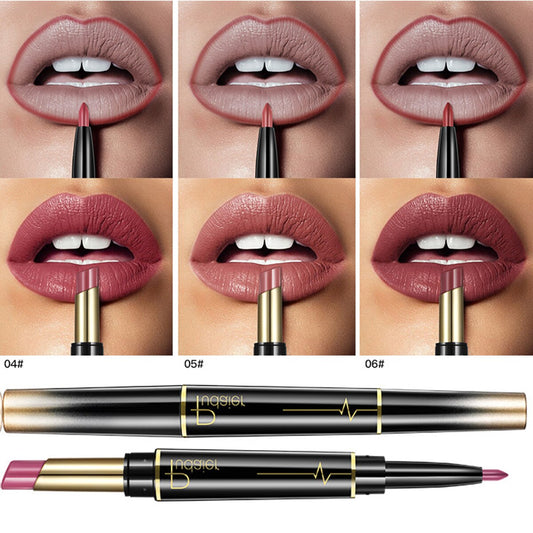 Waterproof Fashionable Long Lasting 2in1 Double-End Lipstick And Lip Liner Combo Pen Ultra-Long Stay 24Hour Cosmetics Tools