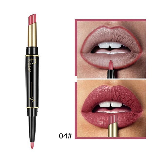 Waterproof Fashionable Long Lasting 2in1 Double-End Lipstick And Lip Liner Combo Pen Ultra-Long Stay 24Hour Cosmetics Tools