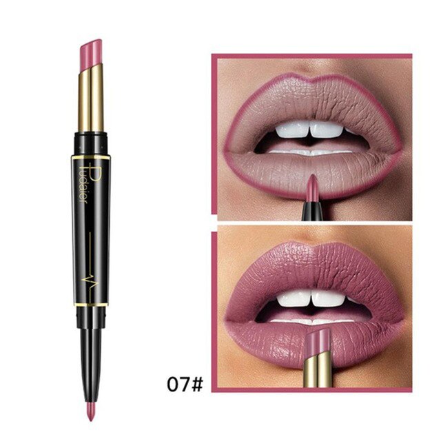 Waterproof Fashionable Long Lasting 2in1 Double-End Lipstick And Lip Liner Combo Pen Ultra-Long Stay 24Hour Cosmetics Tools