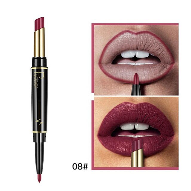 Waterproof Fashionable Long Lasting 2in1 Double-End Lipstick And Lip Liner Combo Pen Ultra-Long Stay 24Hour Cosmetics Tools