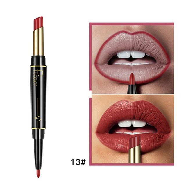 Waterproof Fashionable Long Lasting 2in1 Double-End Lipstick And Lip Liner Combo Pen Ultra-Long Stay 24Hour Cosmetics Tools