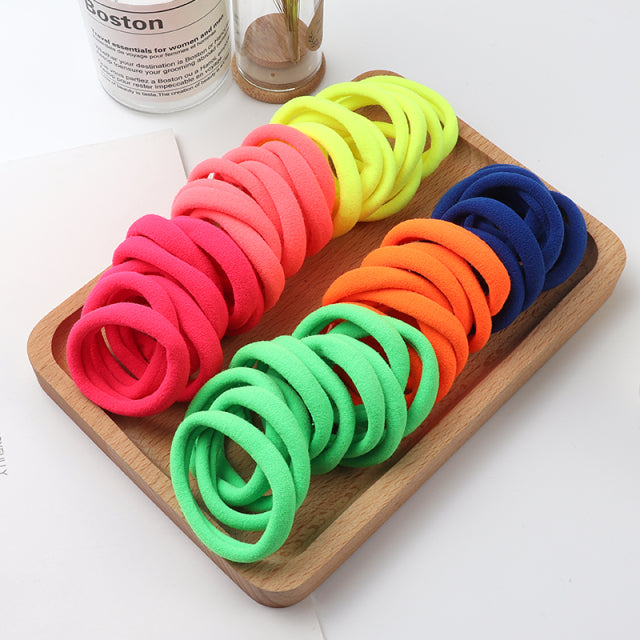 50pcs Girls Solid Color Big Rubber Band Ponytail Holder Gum Headwear Elastic Hair Bands Korean Girl Hair Accessories Ornaments