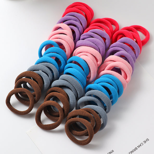 50pcs Girls Solid Color Big Rubber Band Ponytail Holder Gum Headwear Elastic Hair Bands Korean Girl Hair Accessories Ornaments