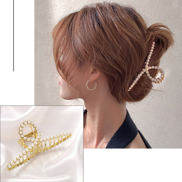 2021 New Women Elegant Gold Hollow Geometric Metal Hair Claw Vintage Hair Clips Headband Hairpin Hair Crab Hair Accessories