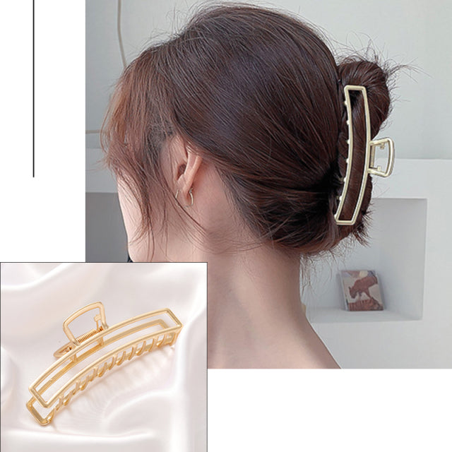 2021 New Women Elegant Gold Hollow Geometric Metal Hair Claw Vintage Hair Clips Headband Hairpin Hair Crab Hair Accessories