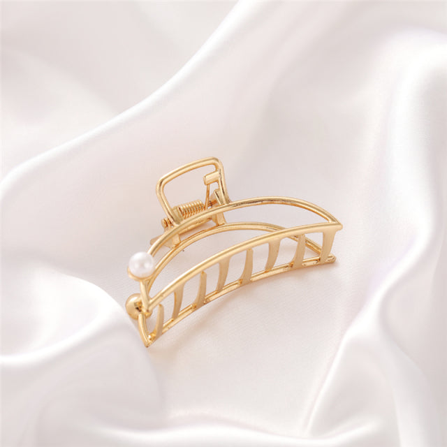 2021 New Women Elegant Gold Hollow Geometric Metal Hair Claw Vintage Hair Clips Headband Hairpin Hair Crab Hair Accessories