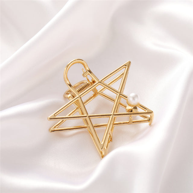 2021 New Women Elegant Gold Hollow Geometric Metal Hair Claw Vintage Hair Clips Headband Hairpin Hair Crab Hair Accessories