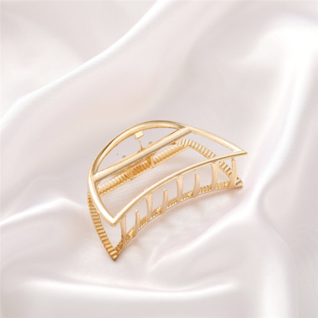 2021 New Women Elegant Gold Hollow Geometric Metal Hair Claw Vintage Hair Clips Headband Hairpin Hair Crab Hair Accessories