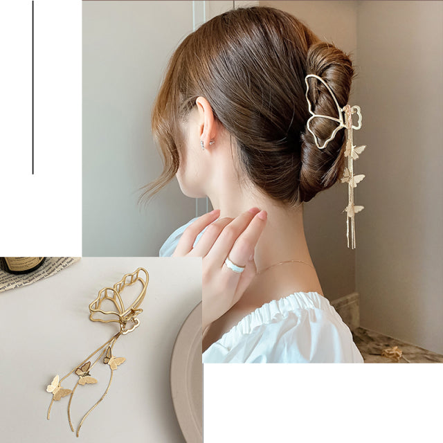 2021 New Women Elegant Gold Hollow Geometric Metal Hair Claw Vintage Hair Clips Headband Hairpin Hair Crab Hair Accessories