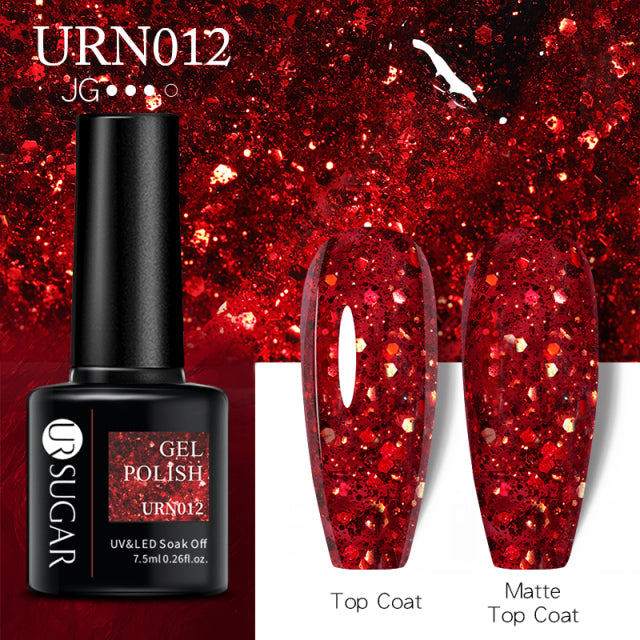 UR Sugar 7.5ML Gel Polish Manicure For Nails Christmas Semi Permanent Vernis Top Coat Soak Off UV LED Gel Color Glitter Varnish