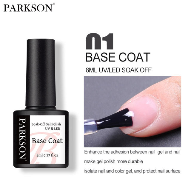 Parkson No Wipe Top Coat Base Coat Nail Gel polish Design Enhancer Varnish Semi Permanent Soak Off UV LED Nail Art Tool