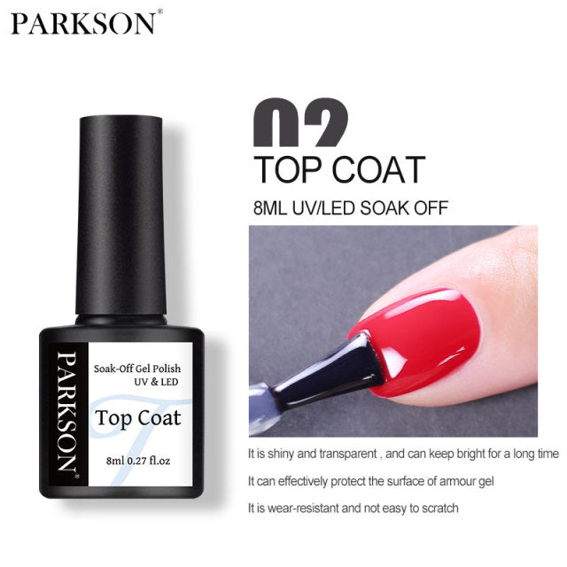 Parkson No Wipe Top Coat Base Coat Nail Gel polish Design Enhancer Varnish Semi Permanent Soak Off UV LED Nail Art Tool