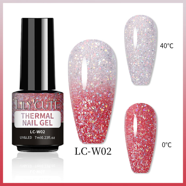 LILYCUTE Thermal Nail Gel Polish 3 Layers Temperature Shiny Color Changing Series Semi Permanent  Soak Off UV Nail Gels Polish