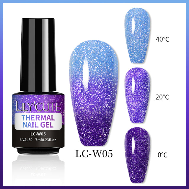 LILYCUTE Thermal Nail Gel Polish 3 Layers Temperature Shiny Color Changing Series Semi Permanent  Soak Off UV Nail Gels Polish