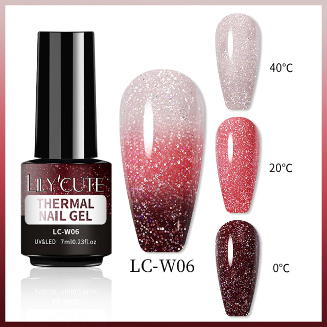 LILYCUTE Thermal Nail Gel Polish 3 Layers Temperature Shiny Color Changing Series Semi Permanent  Soak Off UV Nail Gels Polish