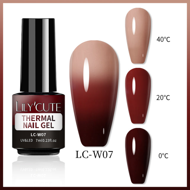 LILYCUTE Thermal Nail Gel Polish 3 Layers Temperature Shiny Color Changing Series Semi Permanent  Soak Off UV Nail Gels Polish