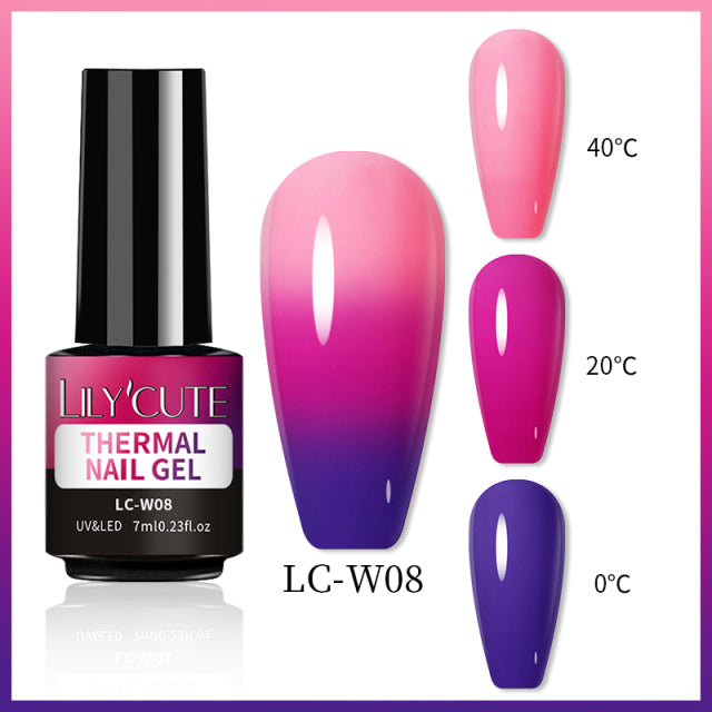 LILYCUTE Thermal Nail Gel Polish 3 Layers Temperature Shiny Color Changing Series Semi Permanent  Soak Off UV Nail Gels Polish