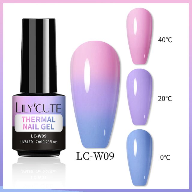 LILYCUTE Thermal Nail Gel Polish 3 Layers Temperature Shiny Color Changing Series Semi Permanent  Soak Off UV Nail Gels Polish