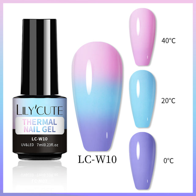 LILYCUTE Thermal Nail Gel Polish 3 Layers Temperature Shiny Color Changing Series Semi Permanent  Soak Off UV Nail Gels Polish