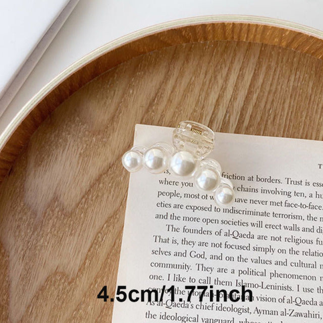 Sweet Mini Round Pearl Hair Clips for Women Girls Hair Claw Chic Barrettes Claw Crab Hairpins Styling Fashion Hair Accessories