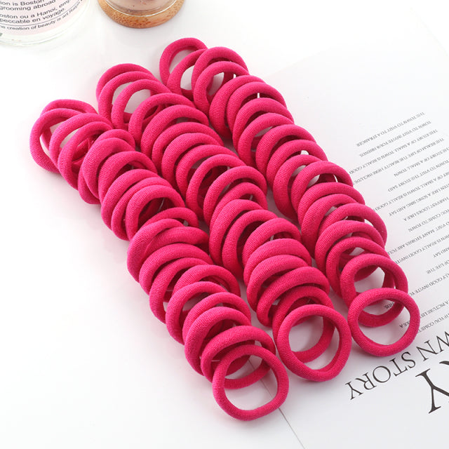 50pcs Girls Solid Color Big Rubber Band Ponytail Holder Gum Headwear Elastic Hair Bands Korean Girl Hair Accessories Ornaments