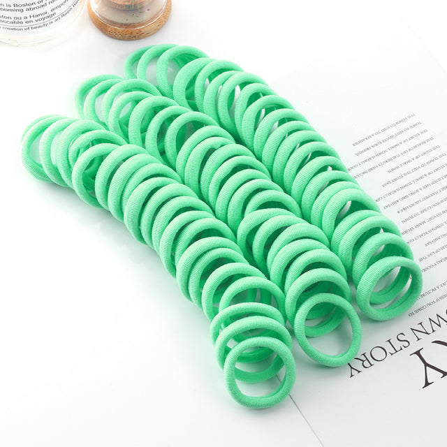 50pcs Girls Solid Color Big Rubber Band Ponytail Holder Gum Headwear Elastic Hair Bands Korean Girl Hair Accessories Ornaments